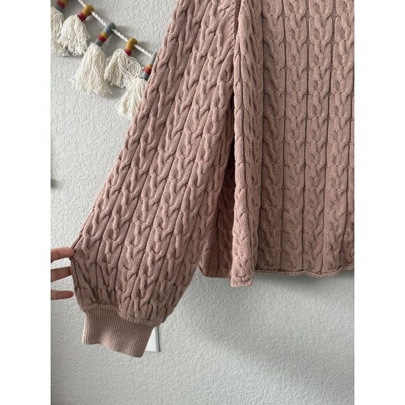 J. Crew Relaxed Fit Cable Knit Crewneck Balloon Sleeve Sweater Cottage Neutral3x - Picture 4 of 11